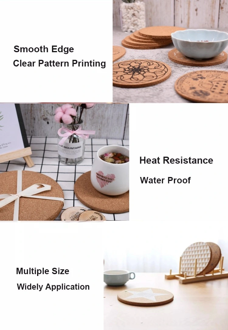 Kinpack Customized Cork Pad with Self Adhesive Backing Cork Tiles for Cork Coasters DIY of Any Material Coaster